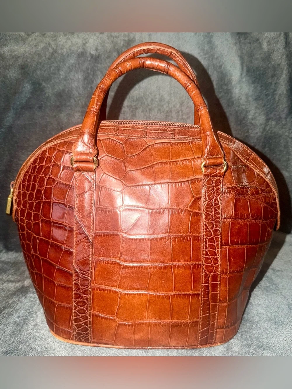 Furla Chestnut Croc-Embossed Dome Satchel